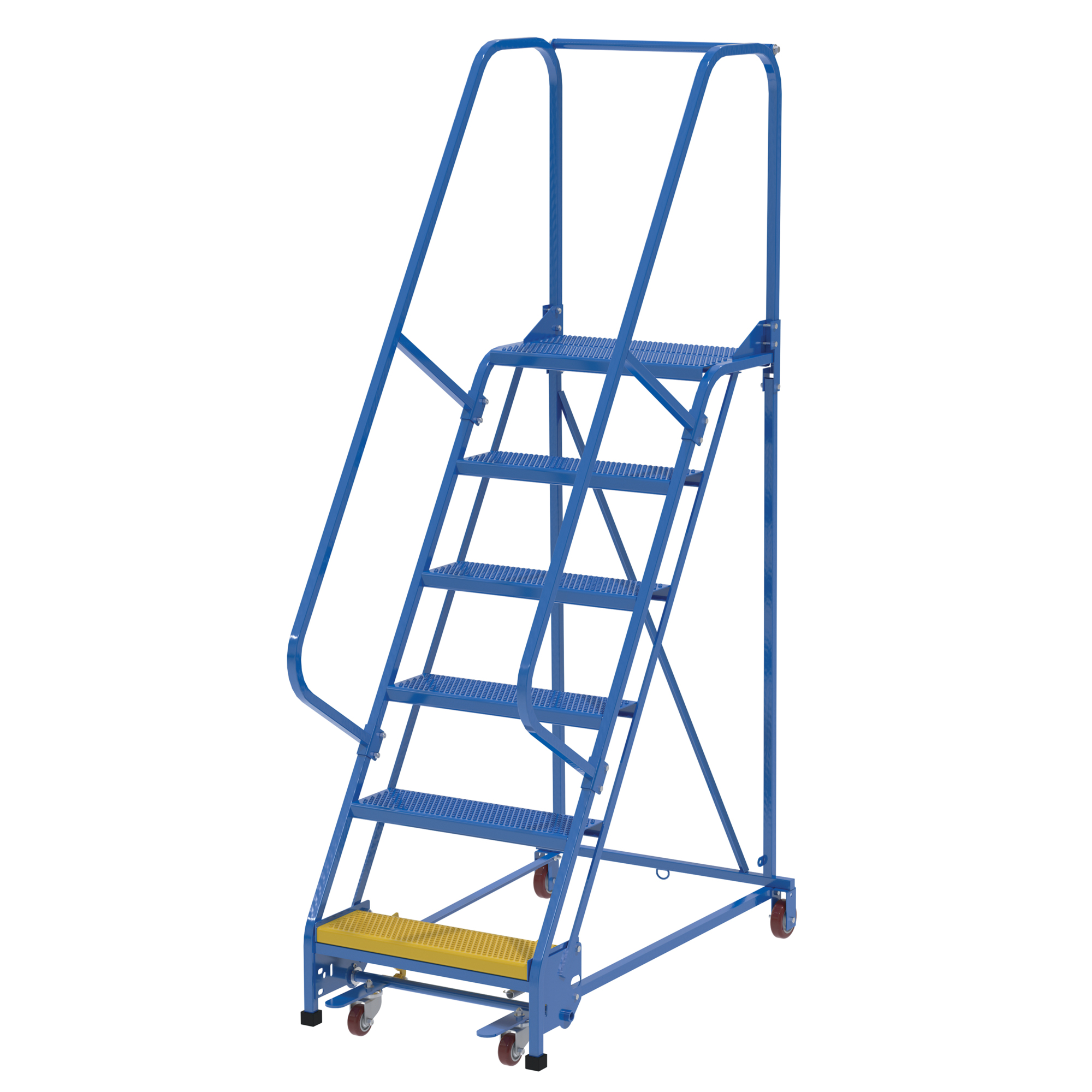 Vestil Perforated Steel Warehouse Ladder - 6 Steps, 90in. Overall Height, Handrail, Model# LAD-PW-26-6-P